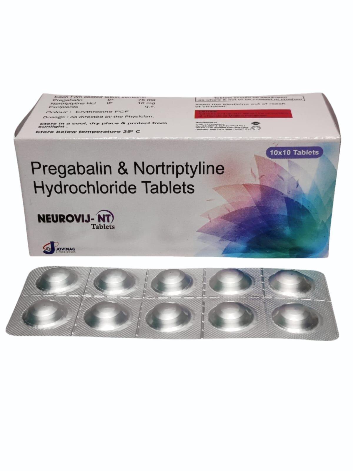 Neurovij Nt:-pregabalin Nortiptyline Hcl Tablets