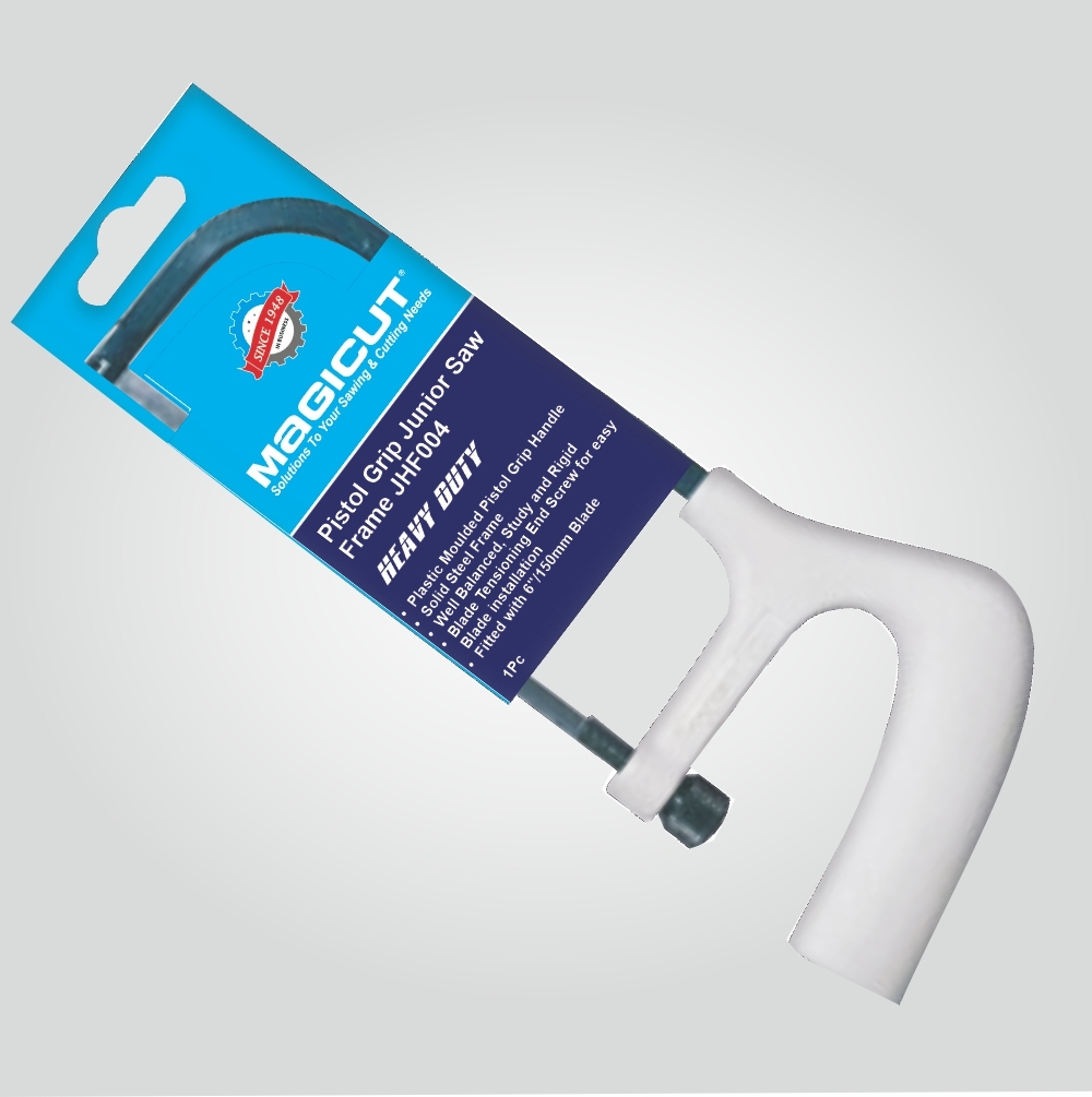 Magicut Jhf004 Pistol Grip Junior Saw Frame - Solid Steel Frame, 6"/150mm Blade, White Color, 148 Grams, Well Balanced And Sturdy Design