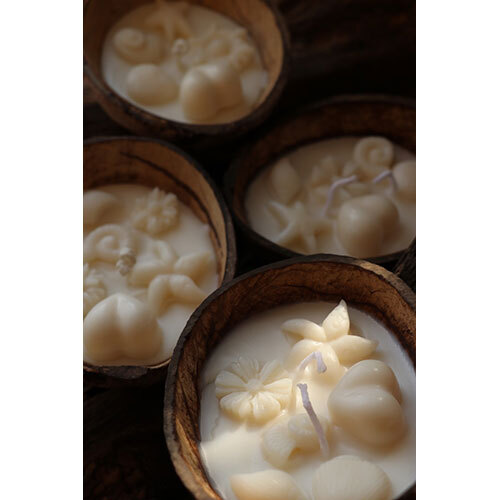 Coconut Shell Aroma Candle - 100% Soy Wax, Handmade Design | Elegant White Hue For A Serene Ambiance
