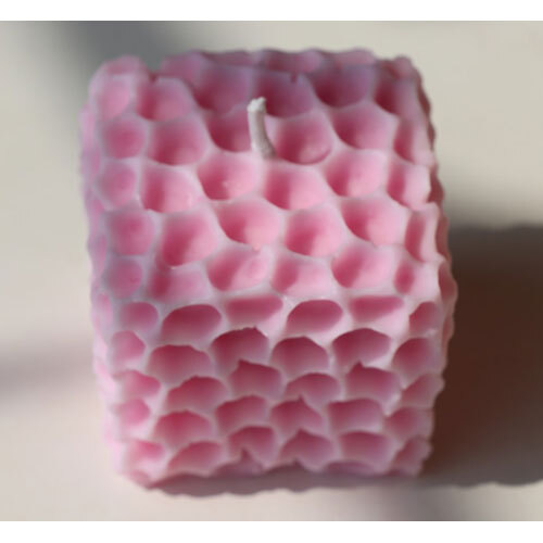 Honeycomb Soy Wax Candle - 90gms, Pink | Handmade Pillar Design For Home Decoration, Aromatherapy, Weddings, And Special Events