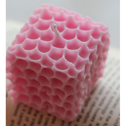 Honeycomb Soy Wax Candle - 90gms, Pink | Handmade Pillar Design For Home Decoration, Aromatherapy, Weddings, And Special Events