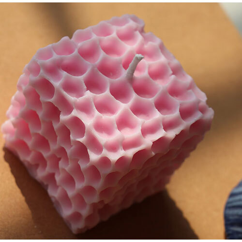 Honeycomb Soy Wax Candle - 90gms, Pink | Handmade Pillar Design For Home Decoration, Aromatherapy, Weddings, And Special Events