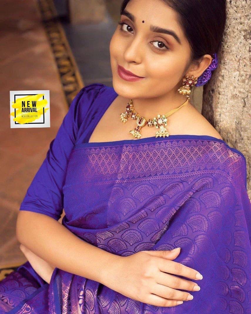 Soft Lichi Saree - Soft Lichi Silk Cloth, Beautiful Rich Pallu & Jacquard Work , Ethnic Indian Design With Exclusive Jacquard Border Blouse