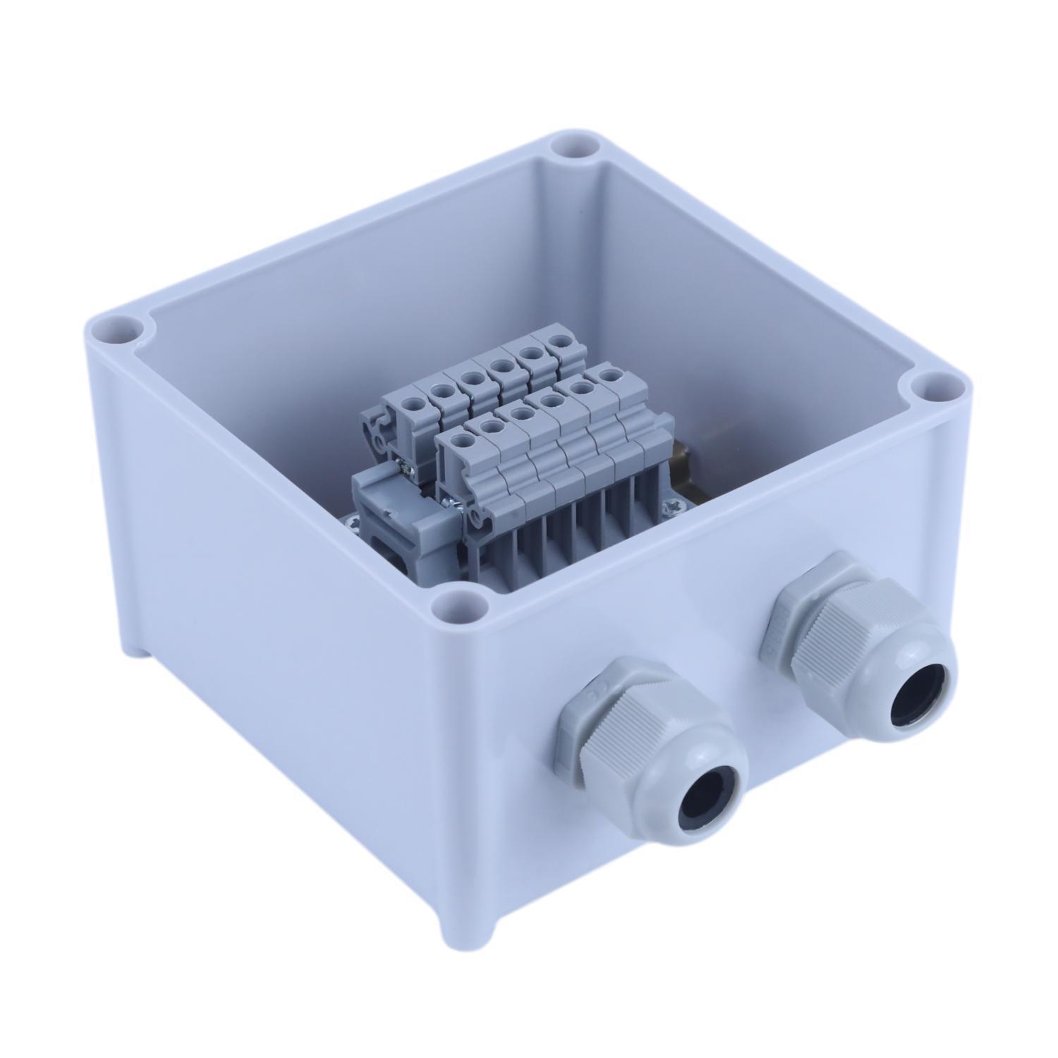 Terminal Junction Box - 100x100x80 Mm | Ip67 Waterproof, Abs Material, Fitted Pg13.5 Glands, 4 Terminal Blocks For Industrial Wiring, Iot And Sensor Applications