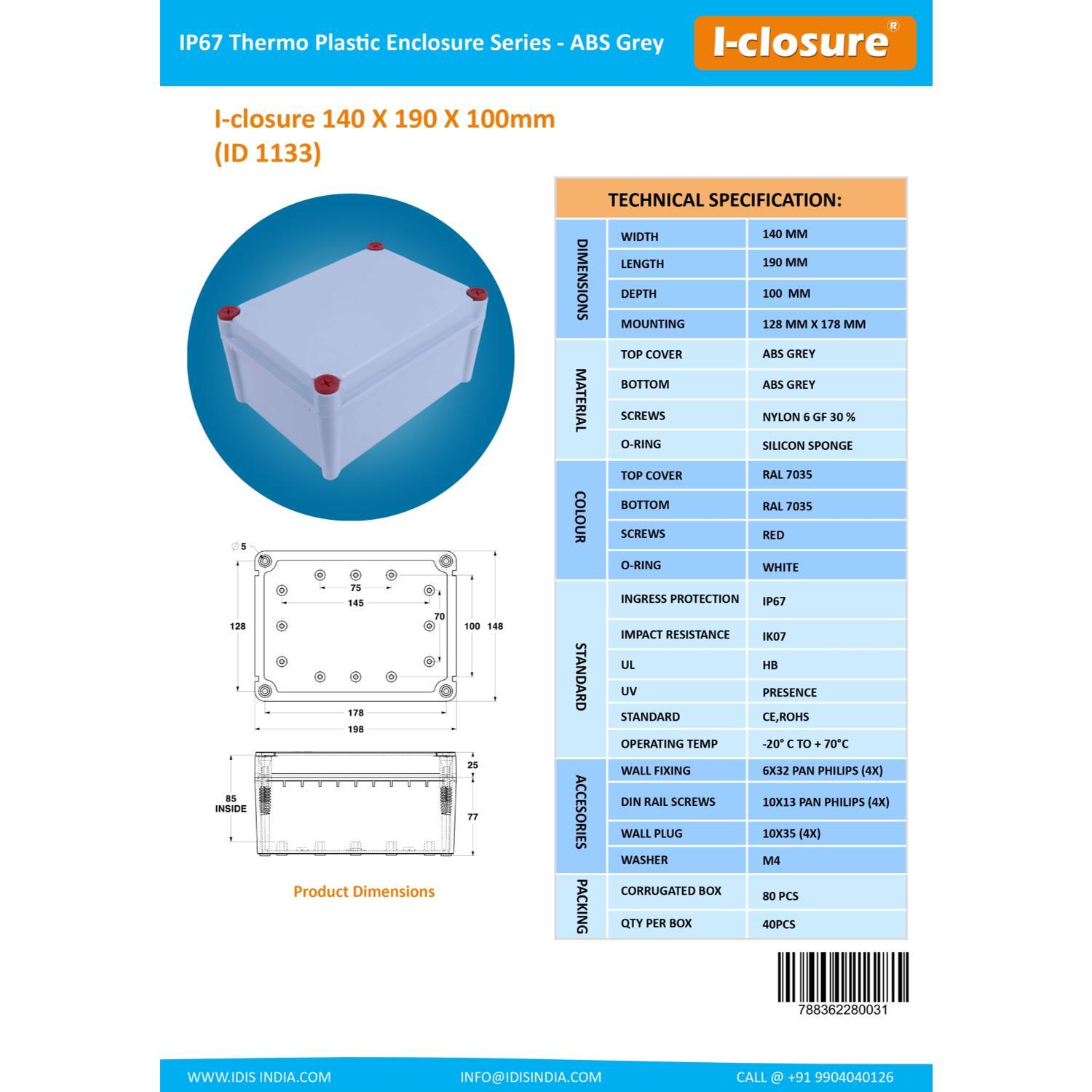 Terminal Junction Box 12 Way 10 Sqmm - Color: Grey