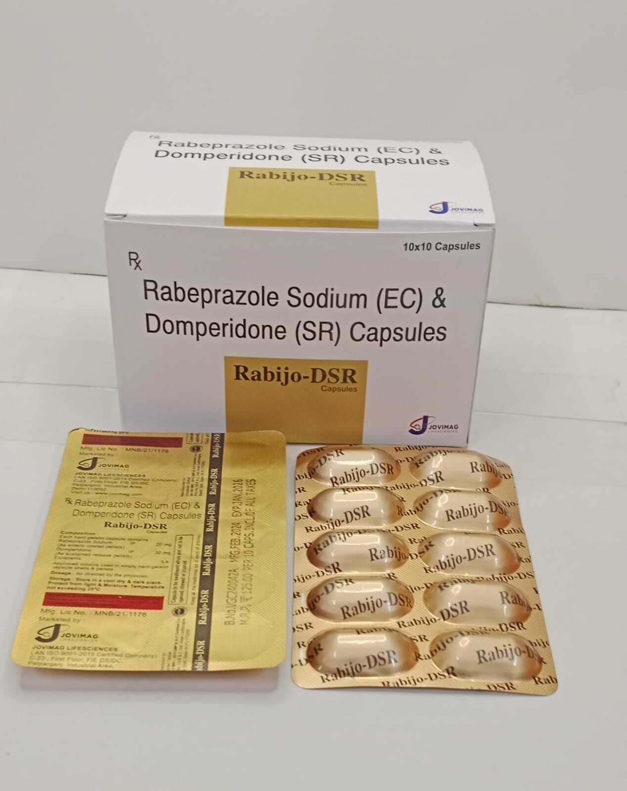 Rabijo-dsr Rabeprazole And Domperidone Capsules In Base Foil Packing