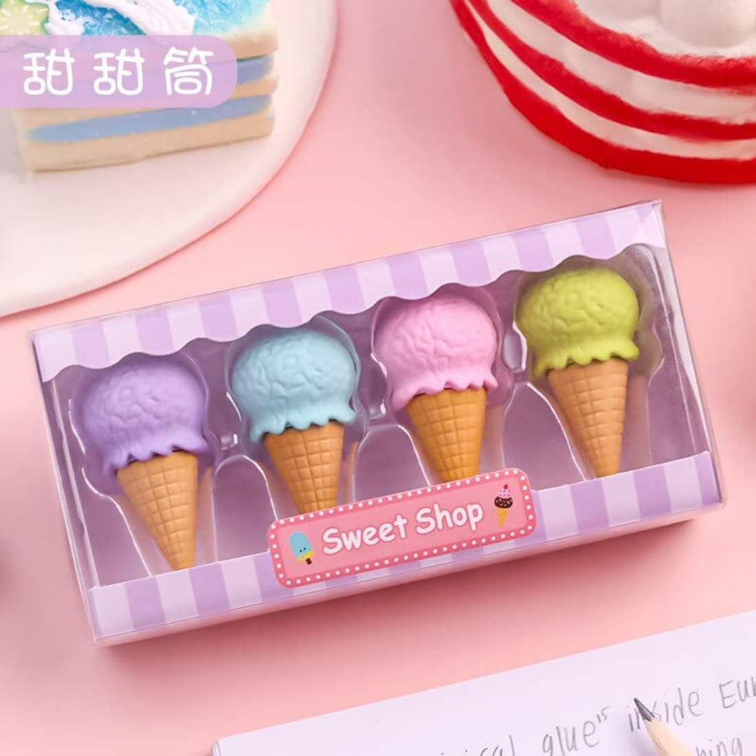 Cake Soap Eraser - Rubber Material, Regular Size, Multicolor Mini Dessert Shapes | Fun For Gifts, School Use, And Role Play Games