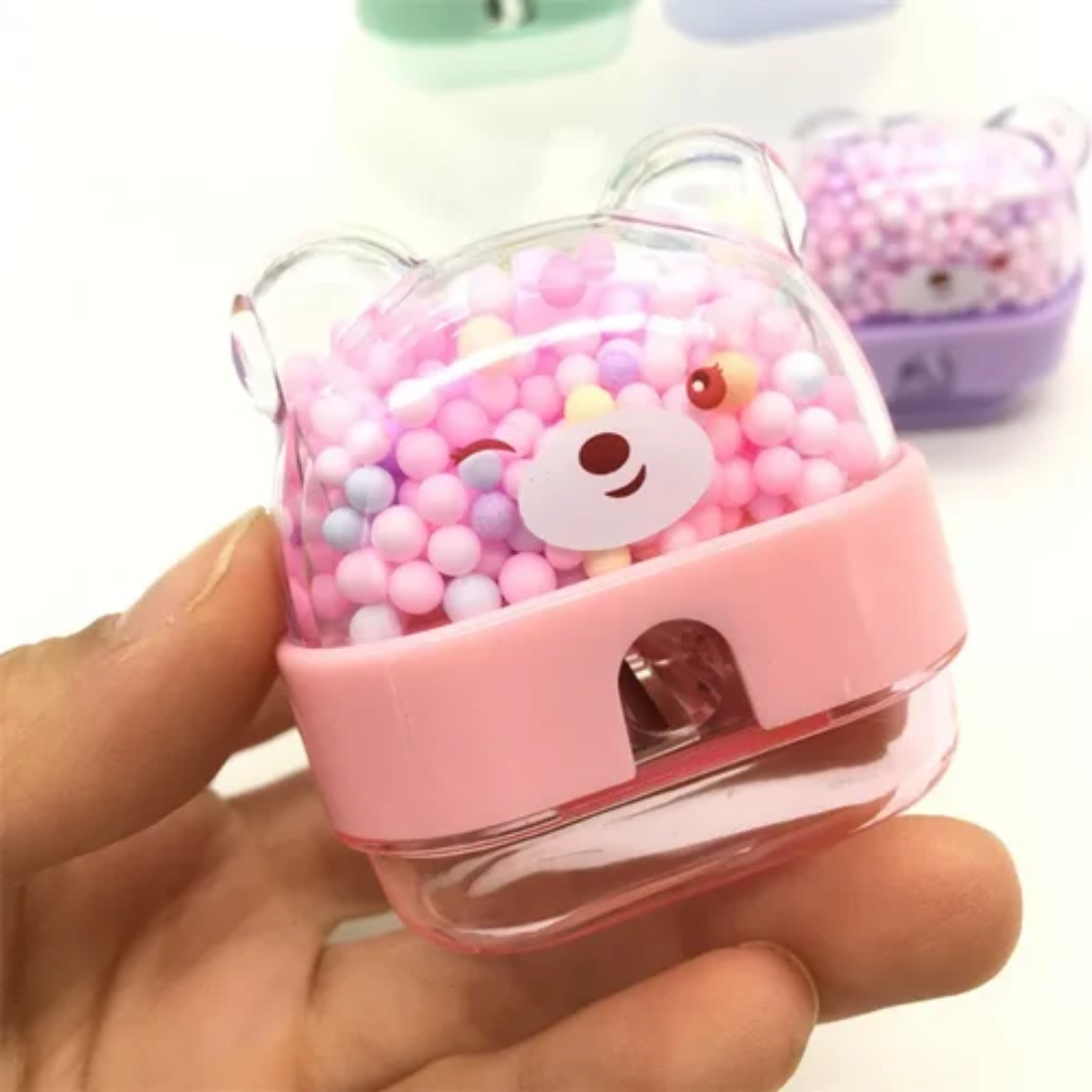 Cat Pencil Sharpner - Feature: Cute Bear Design With Bead Decoration