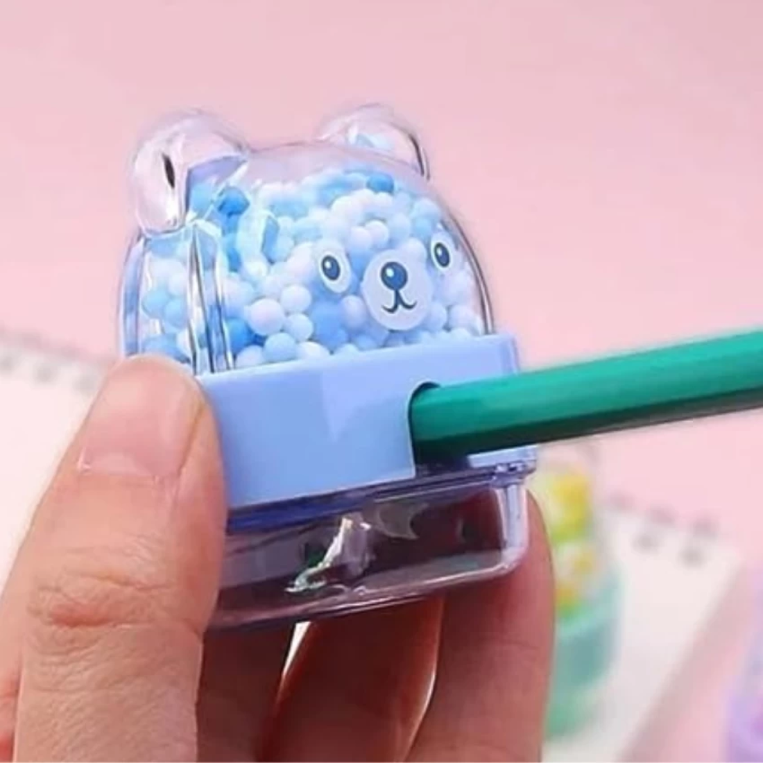 Cat Pencil Sharpner - Feature: Cute Bear Design With Bead Decoration