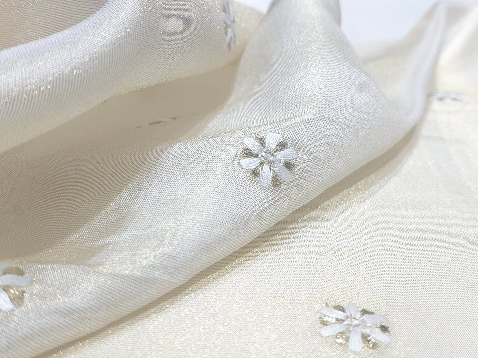 Designer Embroidery Tissue Butti Fabric