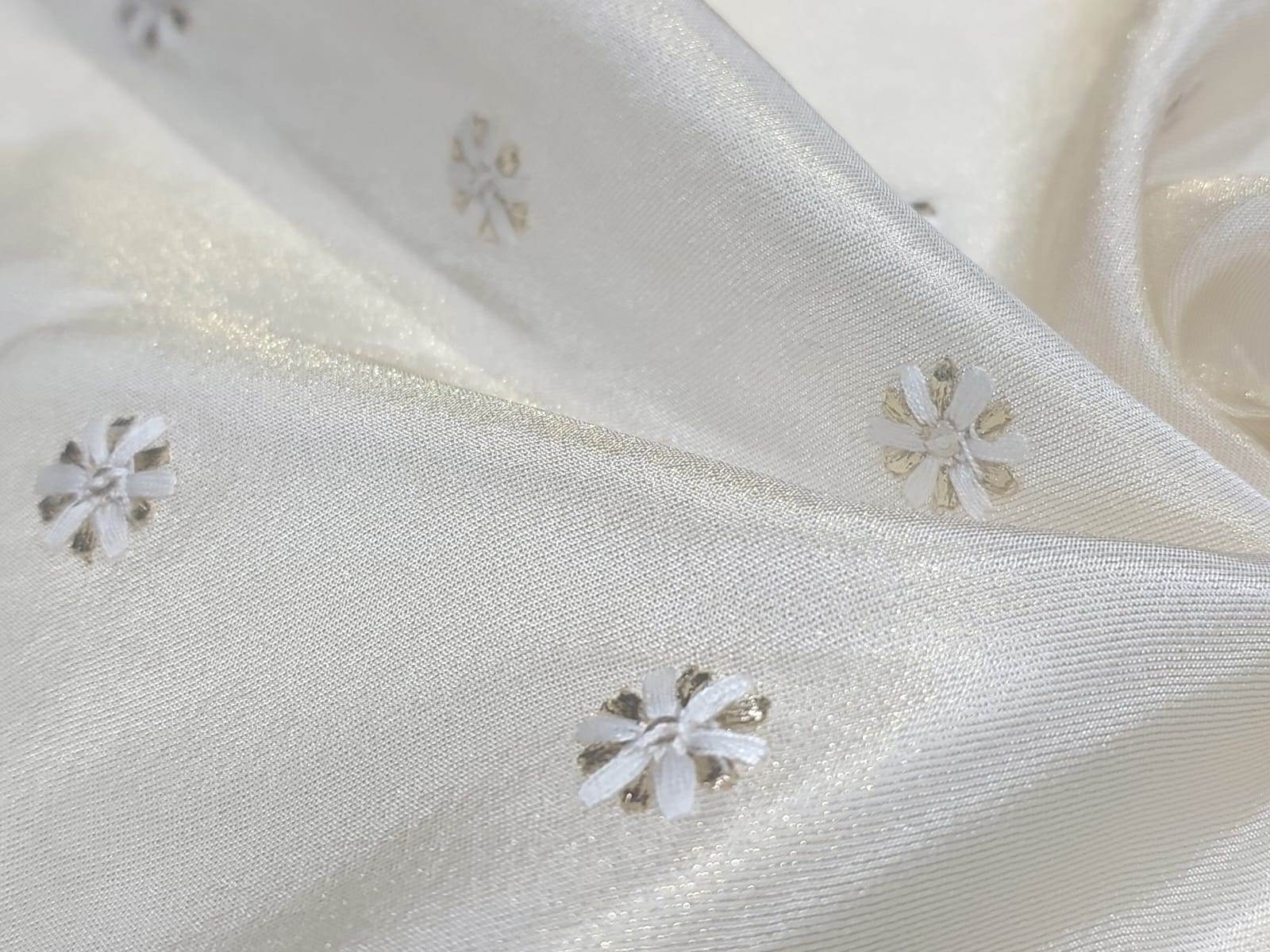 Designer Embroidery Tissue Butti Fabric