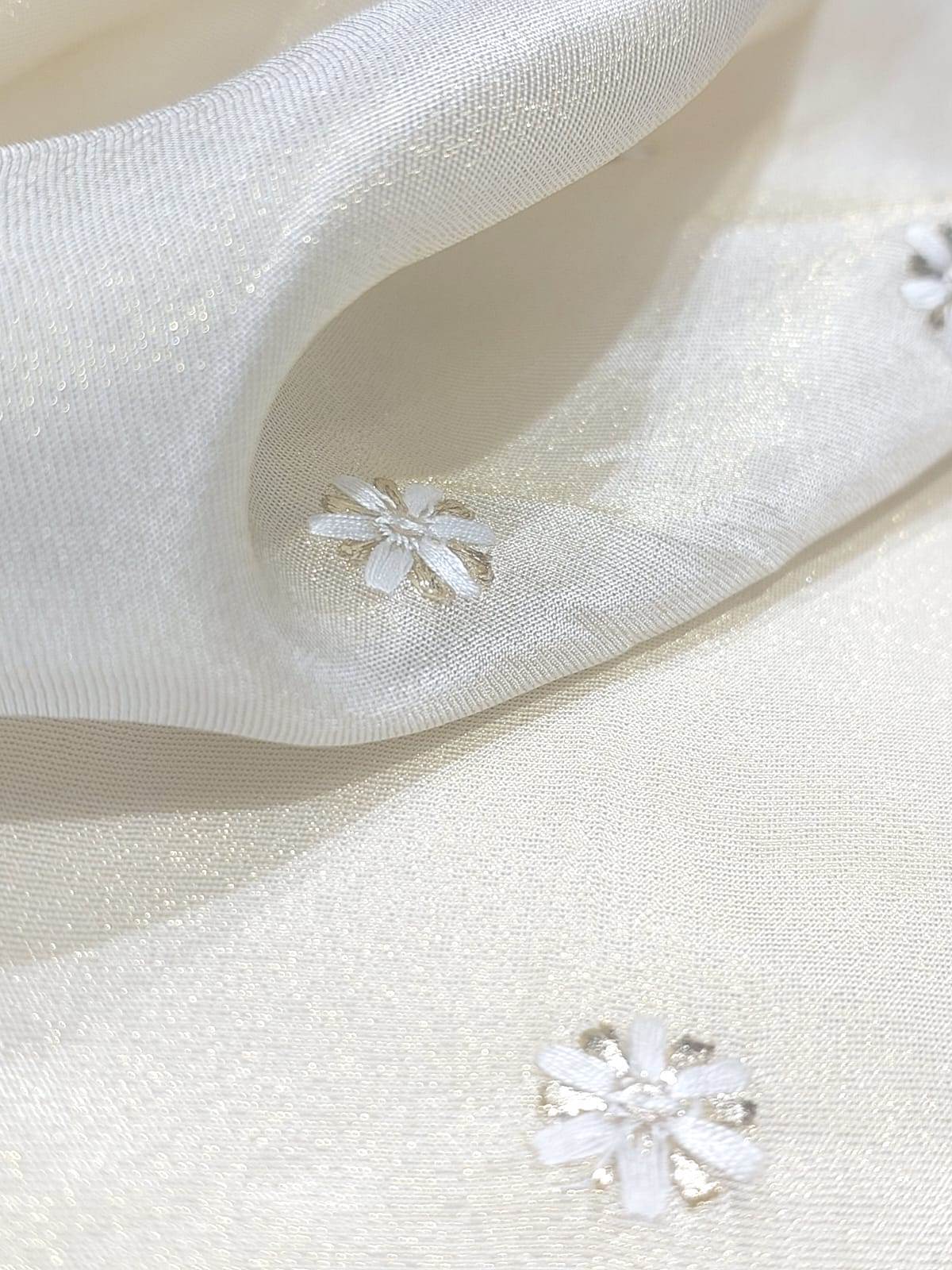 Designer Embroidery Tissue Butti Fabric