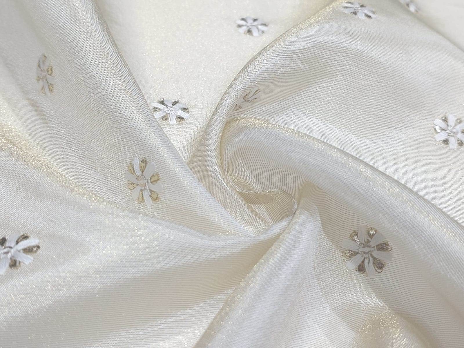Designer Embroidery Tissue Butti Fabric