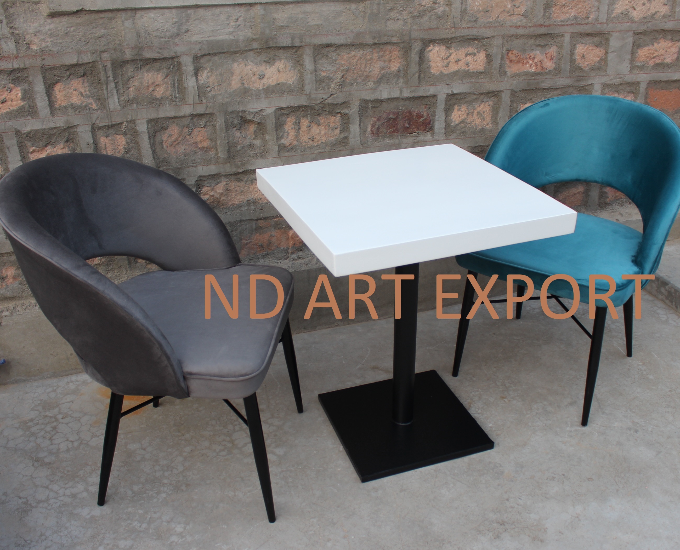 Modern Dining Chair With Single Pole Cafe Table Industrial Dining Set - Artwork: Handmade