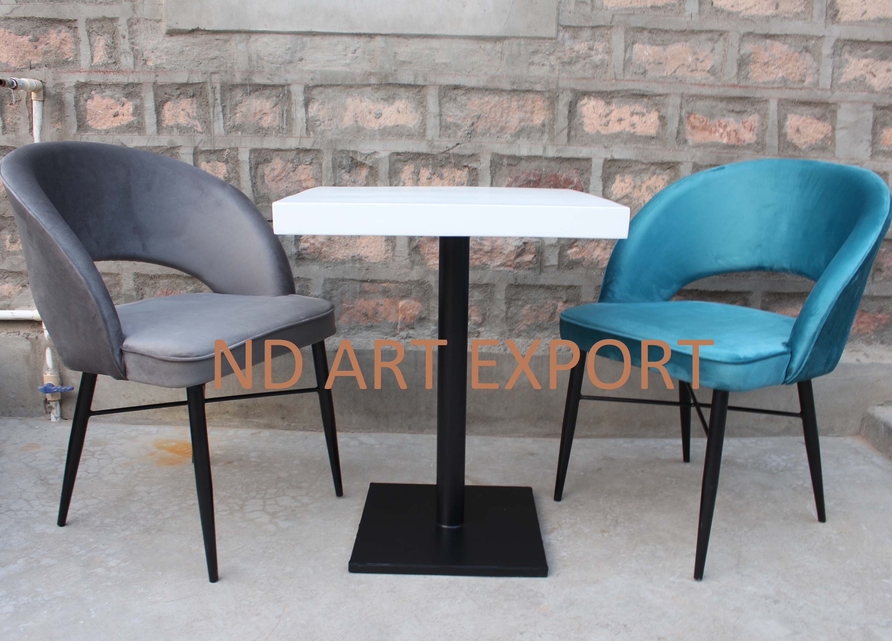 Modern Dining Chair With Single Pole Cafe Table Industrial Dining Set - Artwork: Handmade