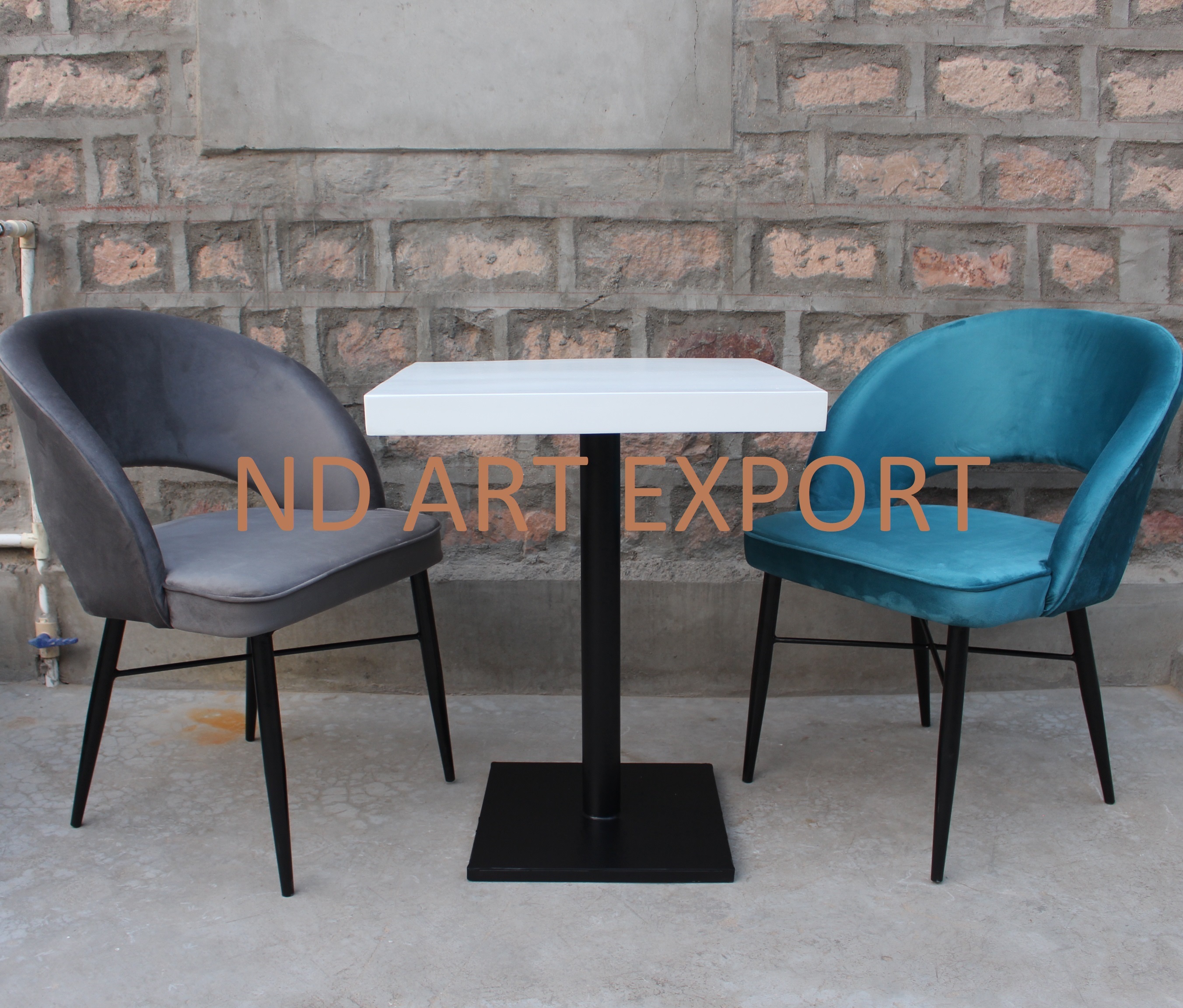 Modern Dining Chair With Single Pole Cafe Table Industrial Dining Set - Artwork: Handmade