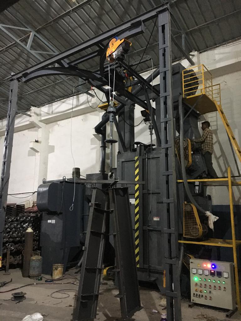 Y Type Shot Blasting Machine - Hard Metal Cabinet, Perforated Floor Plates, Two Belt Driven Wheels | Abrasive Recycling, Automatic Control, Efficient Blasting, High Throughput