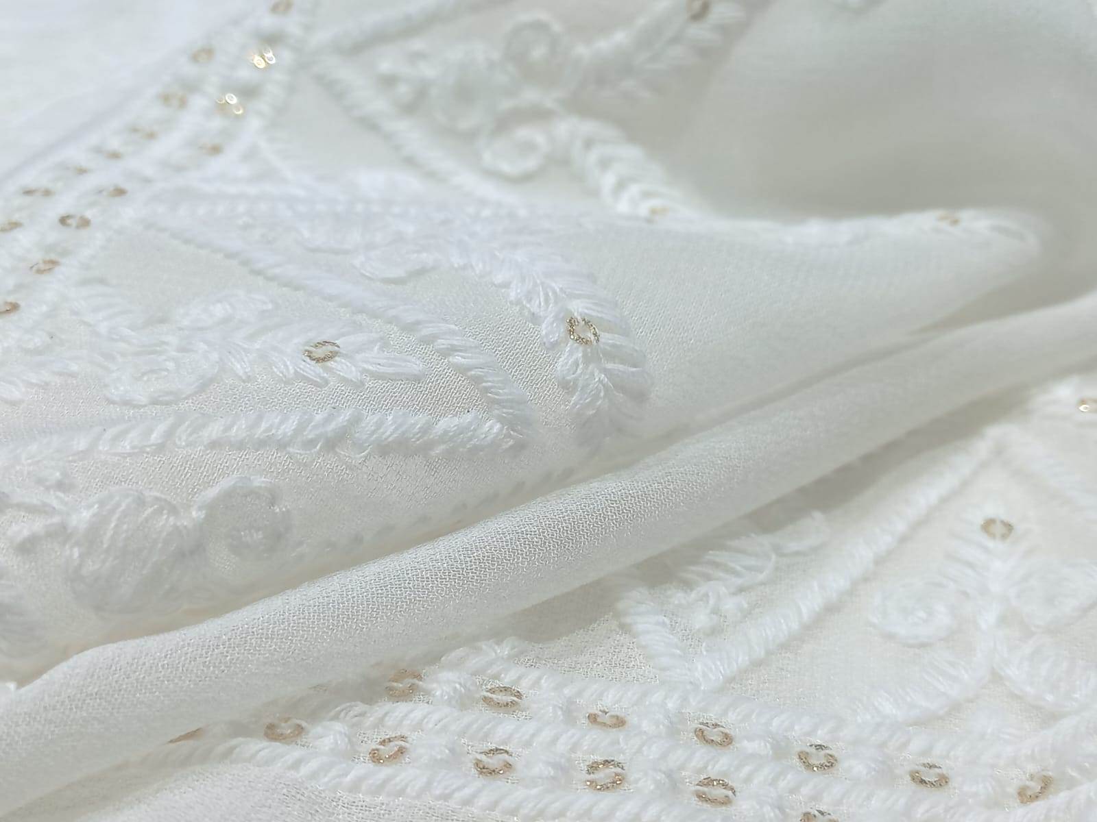 Dyeable Designer Dupatta Fabric - Pattern: Embroided