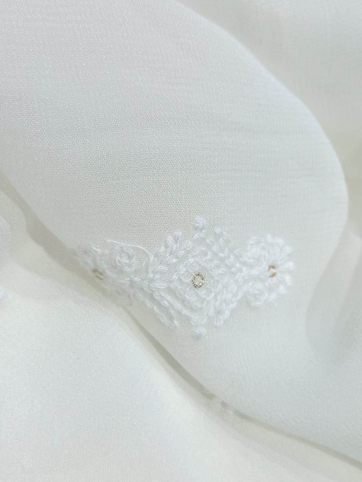 Dyeable Designer Dupatta Fabric - Pattern: Embroided