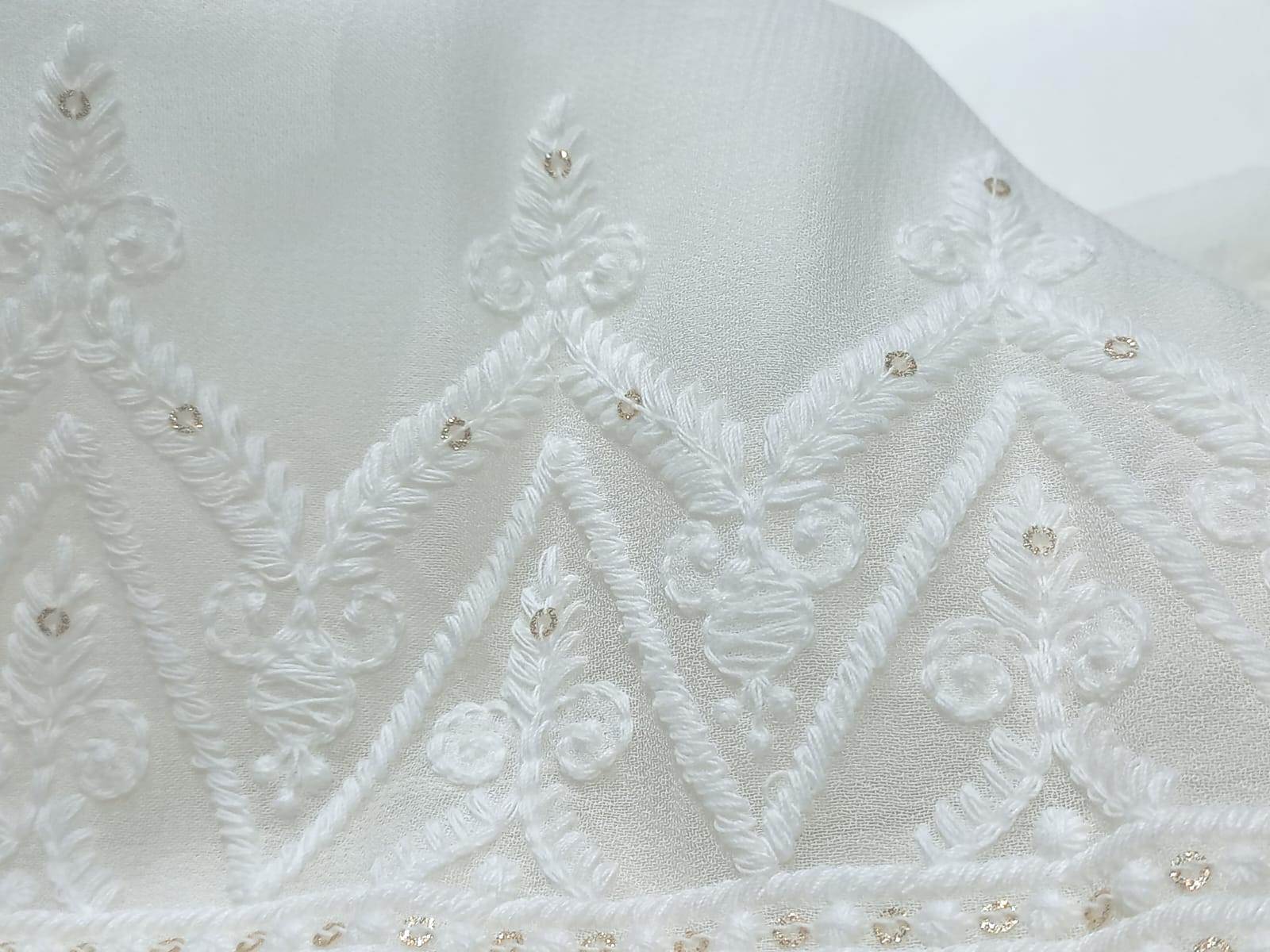 Dyeable Designer Dupatta Fabric - Pattern: Embroided