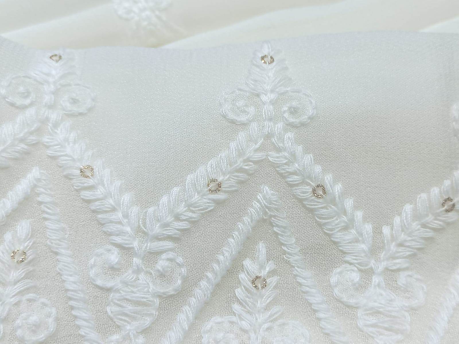 Dyeable Designer Dupatta Fabric - Pattern: Embroided