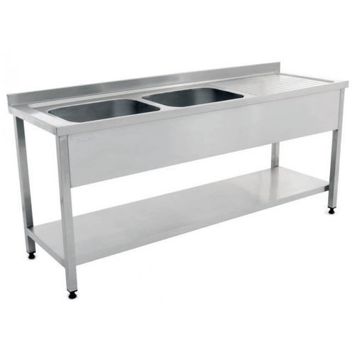 Ss Table With Sink - Stainless Steel, 24x18 Inches , Durable Design For Versatile Kitchen And Commercial Use
