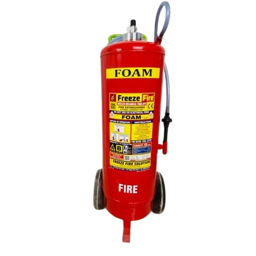50 Litre Mechanical Foam Fire Extinguisher - Mild Steel, Industrial Use, Vibrant Red Color | Durable Design, Effective Fire Fighting Tool, Warranty Included