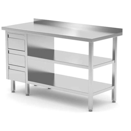Ss Table With 3 Drawers & 3 Lockers