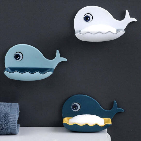 Fish Shape Soap Dish Adhesive Waterproof Wall Mounted Bar Soap Dish