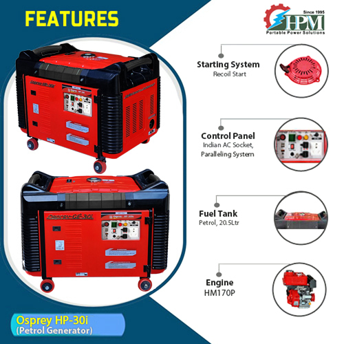 3 Kva Silent Digital Inverter Generator  Model Osprey Hp-30i Recoil Start