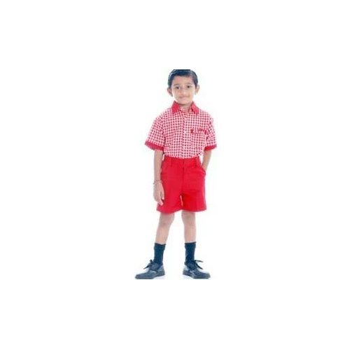 Boys School Uniform - Cotton, Different Sizes Available , Red Shirt with Short Sleeves, Breathable and Washable Fabric, Warranty Included