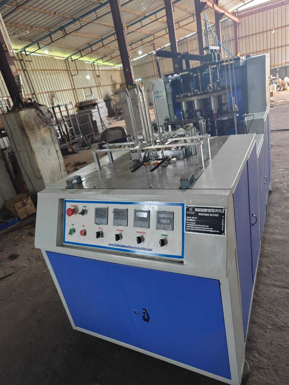 Hmi-100 Pro Fully Automatic Paper Cup Making Machine - Color: White & Blue