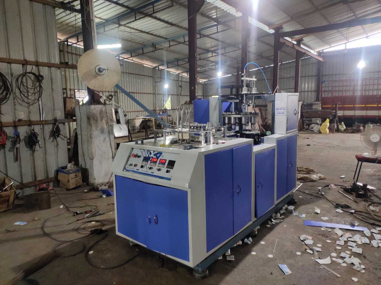 Hmi-100 Pro Fully Automatic Paper Cup Making Machine - Color: White & Blue