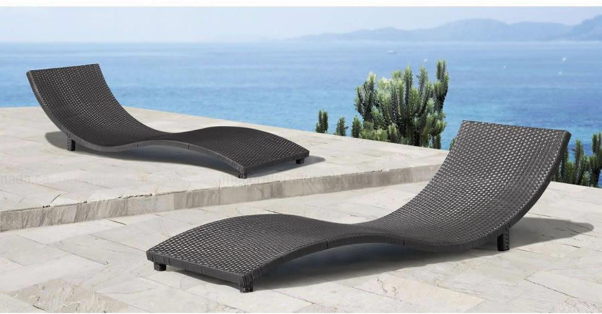 2 Sets Waterproof Rattan Sun Lounger Application: Garden
