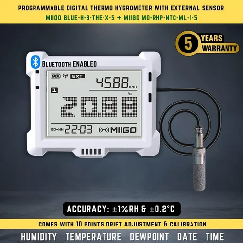 Digital Thermo Hygrometer And Clock With External Sensor - Color: As Per Req.