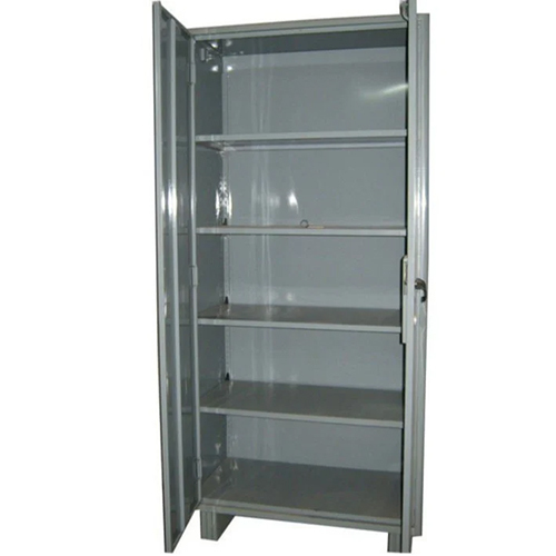 Silver Powder Coated Steel Office Almirah