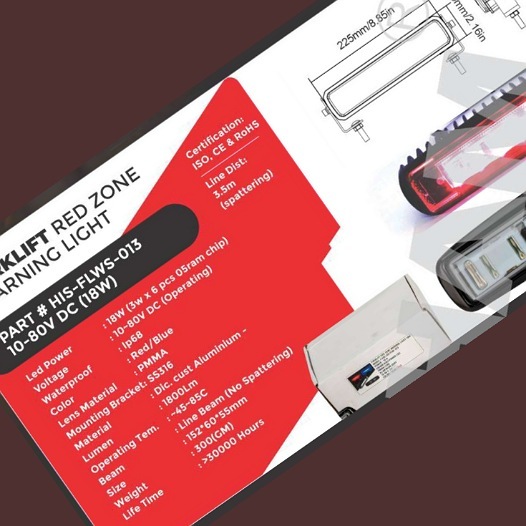Red Zone Warning Light 18w - Dimension (L*w*h): 152*60*55mm Millimeter (Mm)