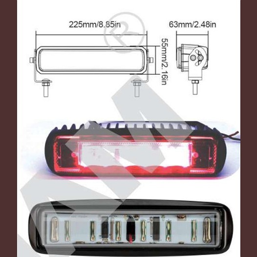 Red Zone Warning Light 18w - Dimension (L*w*h): 152*60*55mm Millimeter (Mm)
