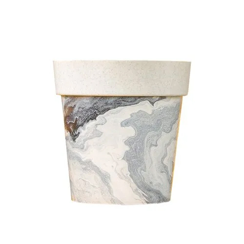 Marble Printed Plastic Pots - Finish: Painted