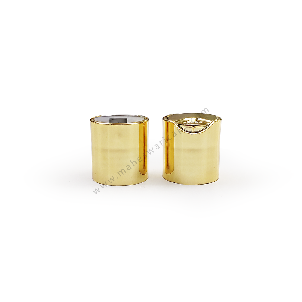Press Top Cap Metallizing 24mm - Plastic, 24mm Diameter, Gold Metallizing Color, Available In Multiple Colors | Versatile Usage For Bottles