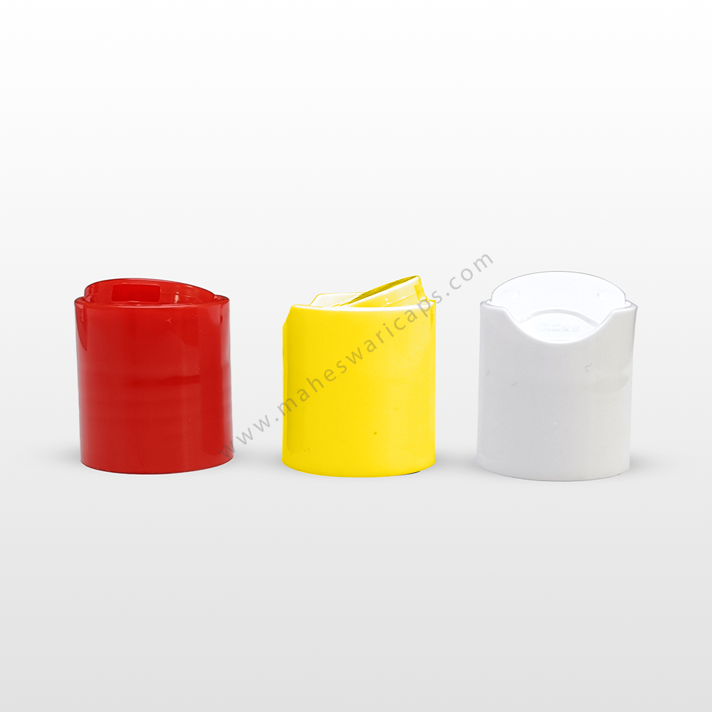Cosmetic Press Top Cap Metallizing 24mm - Plastic 24mm Diameter Silver & Gold Metallizing Available In Yellow White Black Red