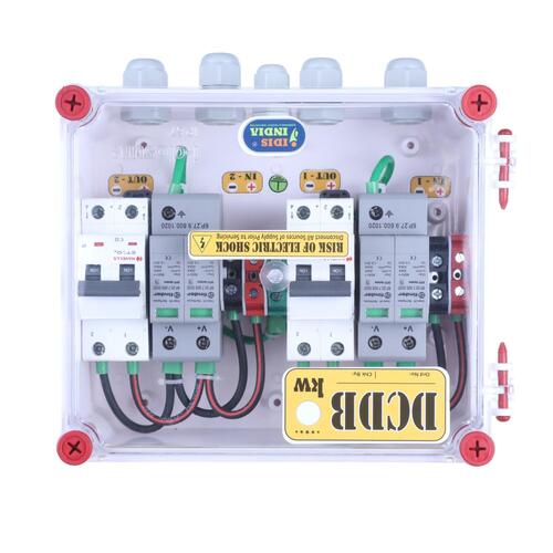 Solar DCDB - IP67 Transparent PC ABS Enclosure 210x190x100mm | 32A Havells MCB, 600V DC Finder SPD, 2 In 2 Out for 1kW to 6kW On-Grid Solar Systems