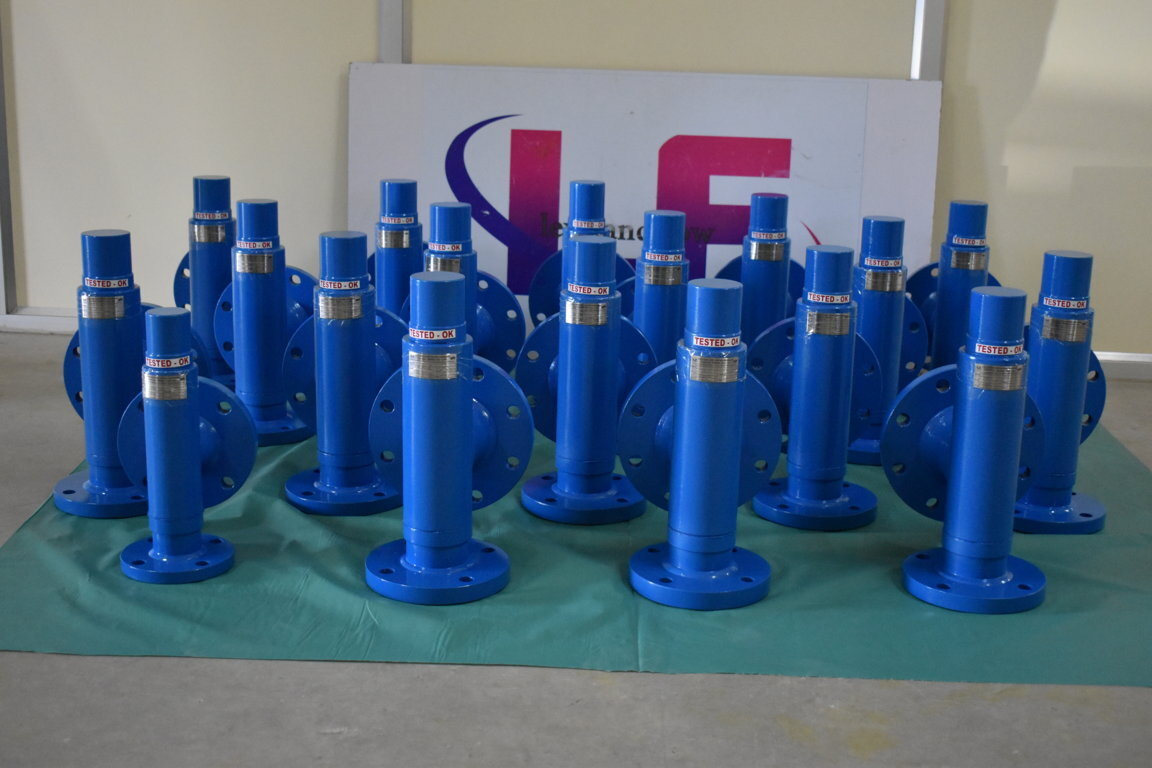 Relief Valves - Carbon Steel, 06nb To 300nb Size, Blue To Silver Color | Spring Loaded - Right Angled, Medium Pressure Safety For Water, Steam, Oil, Chemicals, Solvents