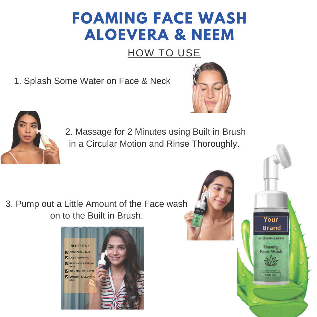 Aloevera And Neem Foaming Face Wash - Herbal Liquid Face Wash For All Skin Types | Refreshing Gel Formula, Ideal For Daily Use
