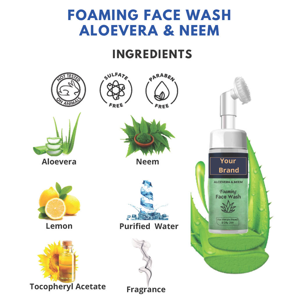 Aloevera And Neem Foaming Face Wash - Herbal Liquid Face Wash For All Skin Types | Refreshing Gel Formula, Ideal For Daily Use