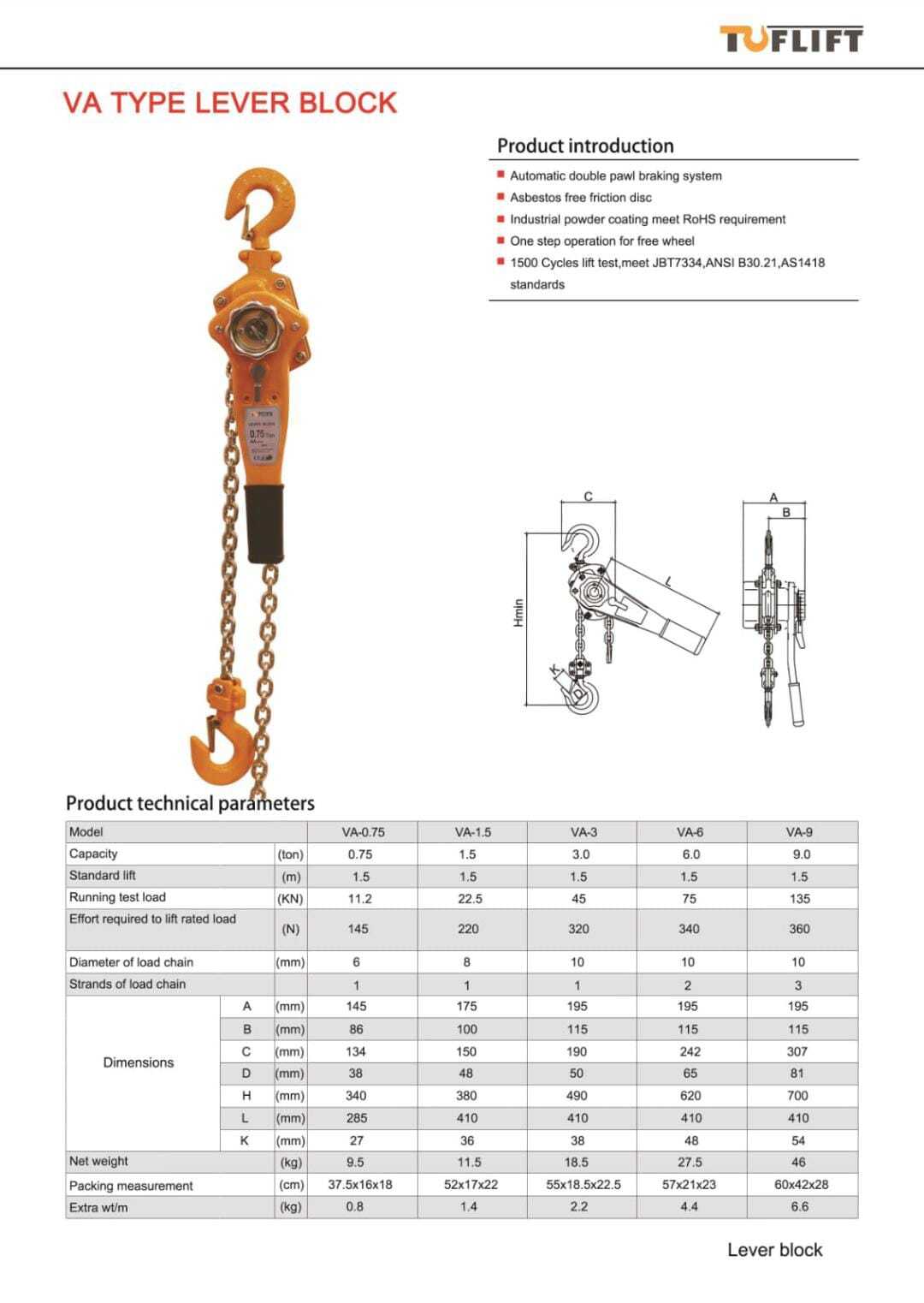 Strong Ratchet Lever Pulley Block