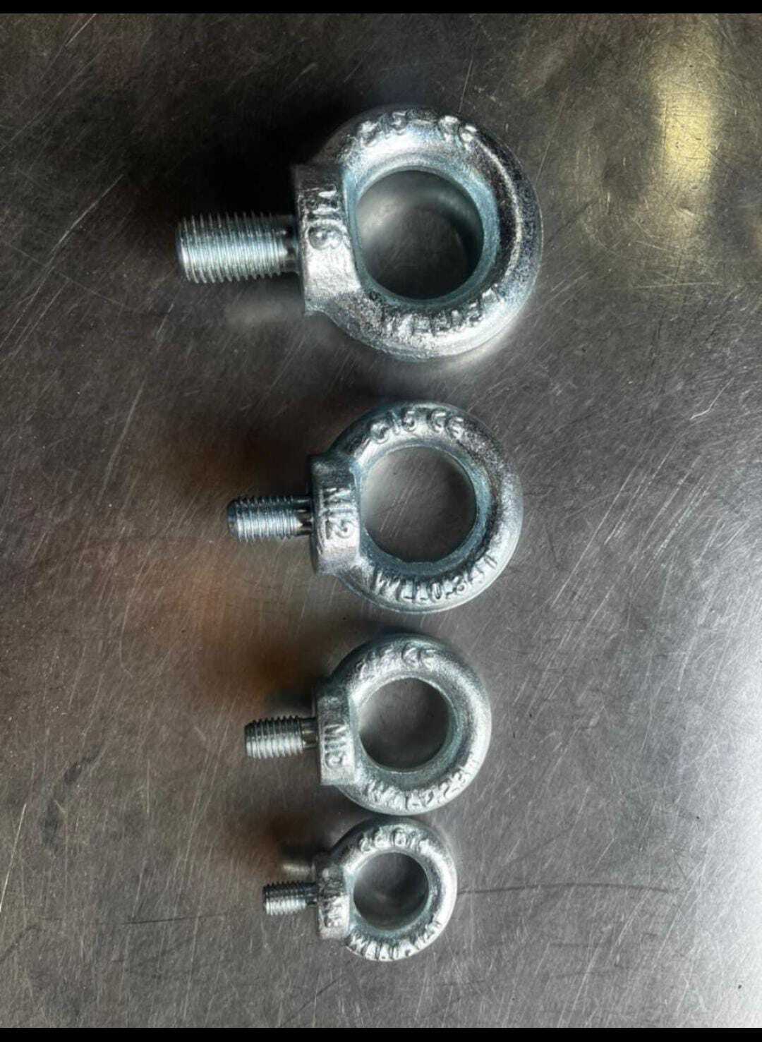 Gi Eye Bolts - Steel, 2 Inch Length, Silver | Galvanized Coating For Corrosion Resistance, Reliable Anchoring For Load Securing