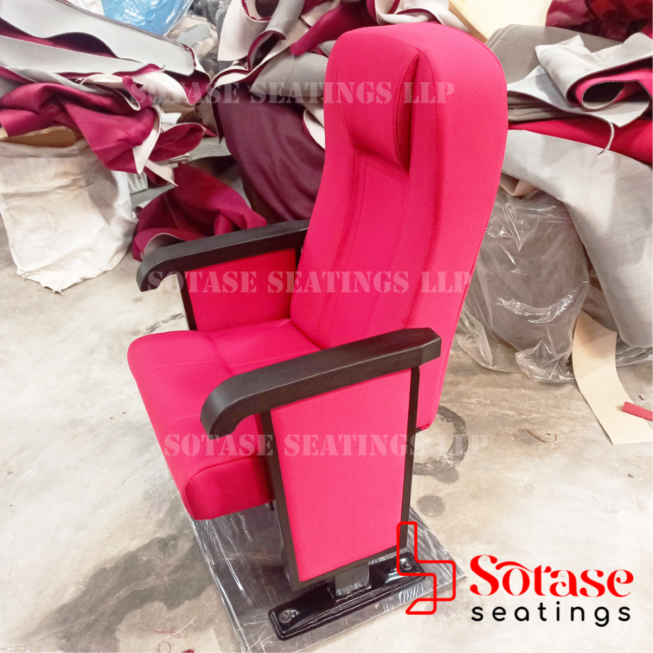 Sotase Auditorium Push Back Chair - Upholstery Fabric 22x22 Inches Iron Frame Custom Sizes And Colors Available Ideal For Cinemas And Stadiums
