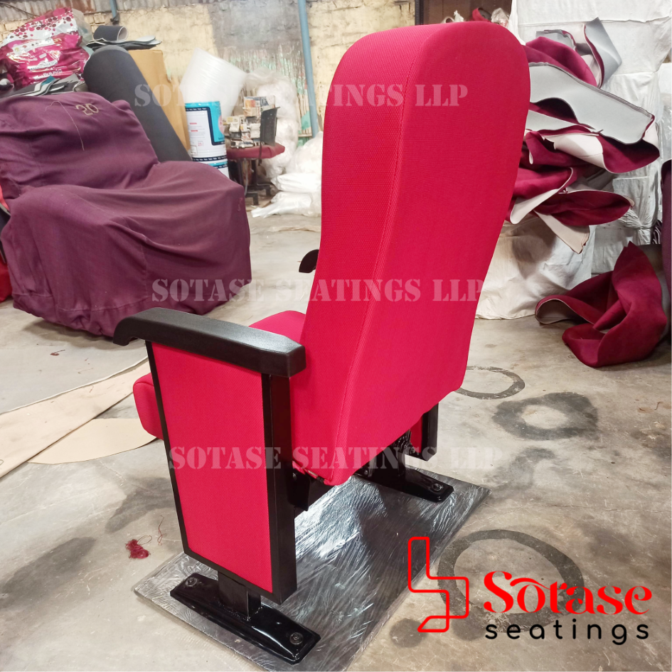 Sotase Auditorium Push Back Chair - Upholstery Fabric 22x22 Inches Iron Frame Custom Sizes And Colors Available Ideal For Cinemas And Stadiums