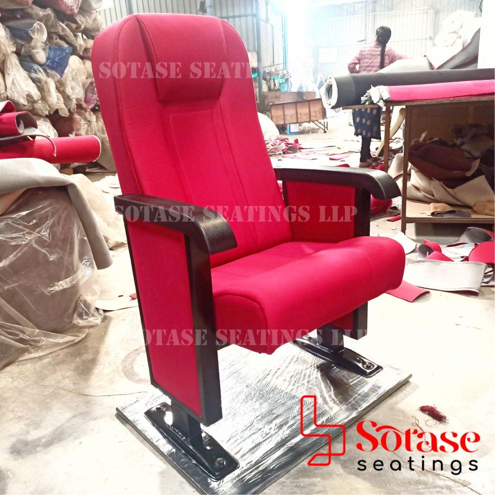 Sotase Auditorium Push Back Chair - Upholstery Fabric 22x22 Inches Iron Frame Custom Sizes And Colors Available Ideal For Cinemas And Stadiums